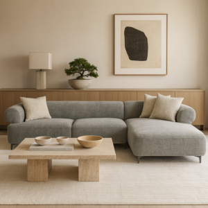 كنب زاوية حرف L سوفت سكيب - رمادي غامق