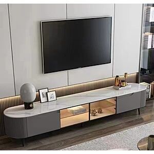 طاولة تلفزيون تريبلي خشبية رمادي و أبيض - 200x62x40 سم