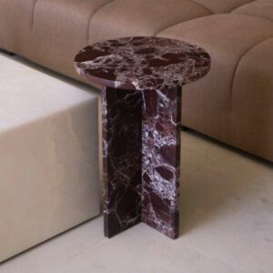 طاولة جانبية رخام طبيعي - أحمر