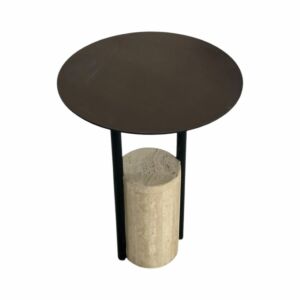 طاولة جانبية رخام طبيعي فيزا - اسود وبيج