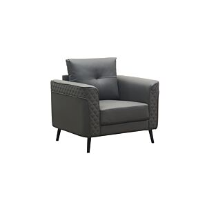 كنب مكتبي نيلا فردي جلد - رمادي