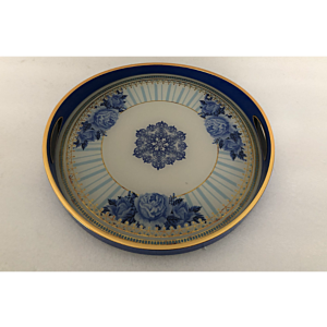 صينية تقديم سكور دائرى زجاج بإطار بلاستيك متعدد الالوان