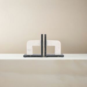 تحفة حاجز كتب رخامي شكل حاجز - اخضر غامق وابيض