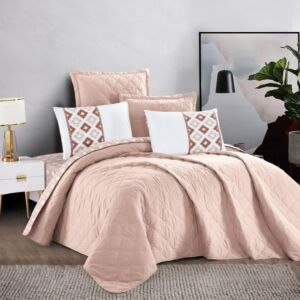 طقم لحاف كينج موريلا صيفي وجهين 6 قطع - وردي