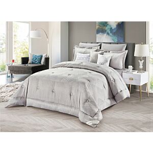 لحاف كينج بلوجرين جاكار 9 قطع - رمادي فاتح