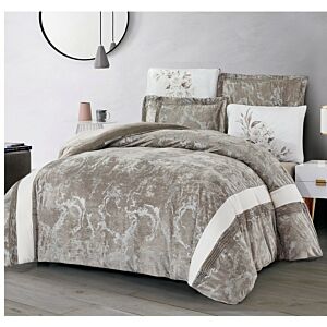 طقم لحاف كينغ مخمل ايما - 6 قطع - بني مائل للرمادي