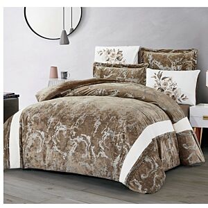 طقم لحاف كينغ مخمل ايما - 6 قطع - بني