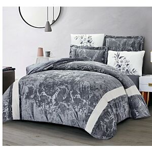 طقم لحاف كينغ مخمل ايما - 6 قطع - رصاصي