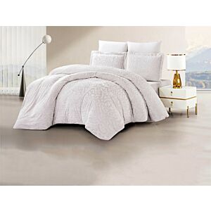 طقم لحاف كينج أورنامينتو جاكار 6 قطع - اوف وايت