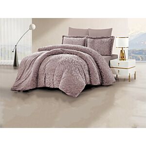 طقم لحاف كينج أورنامينتو جاكار 6 قطع - وردي غامق