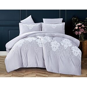 طقم لحاف كينغ مزدوج مخمل جاكار كلاريس - 6 قطع - رصاصي