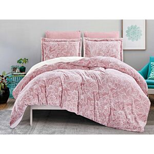 طقم لحاف كينغ مزدوج مخمل فرو كلاوس 6 قطع - وردي بمبي