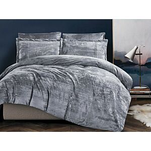 طقم لحاف فيليتو مفرد مخمل سادة 4 قطع - رصاصي غامق