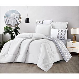 طقم لحاف مفرد موريلا صيفي وجهين 4 قطع - رمادي فاتح