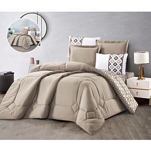 طقم لحاف مفرد موريلا صيفي وجهين 4 قطع - بني