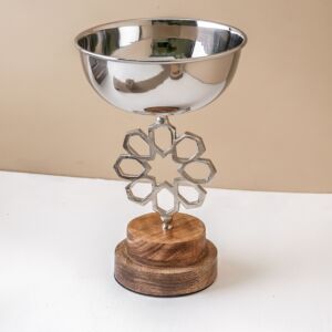 وعاء تقديم بقاعدة لازيا مقاس صغير - فضي