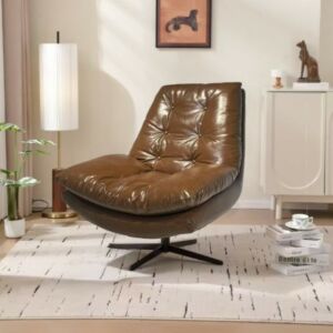 كرسي استرخاء دوار جلد الفا - بني واسود