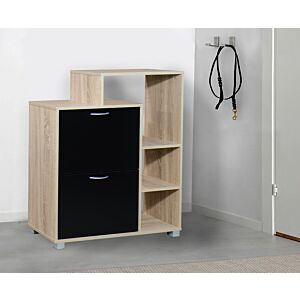 خزانة أحذية دورين مع رفوف  خارجية فلينسيا لون خشبي وأسود