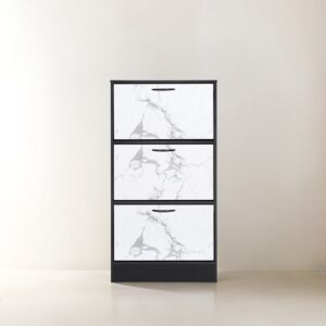 خزانة أحذية 3 أدوار ألاباما لون أسود وأبيض