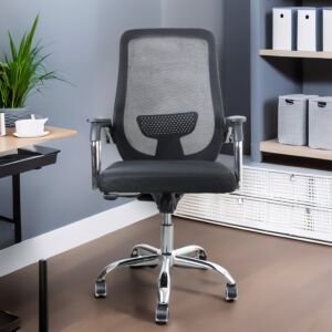 كرسي مكتب متحرك بعجل قابل للتعديل - أسود