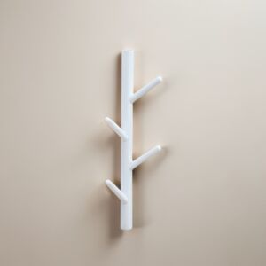 علاقة ملابس جدارية وودي - أبيض