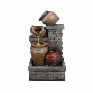 شلال نافورة الجدار مع جرة بإضاءة ليد