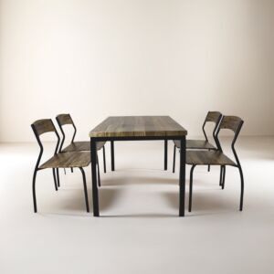 طقم طاولة طعام مستطيلة مع 4 كراسي خشب ماكيل  متعددة الألوان