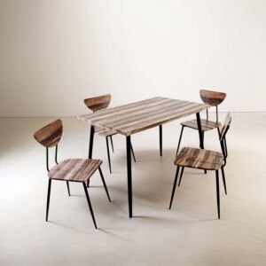 طقم طاولة طعام مودرن مستطيلة مع 4 كراسي ميركو لون خشبي وأسود