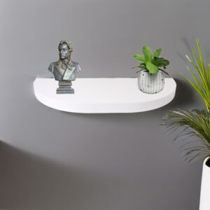 رف جداري خشب نصف بيضاوي 60 سم - أبيض