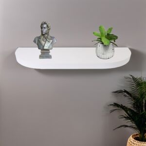 رف جداري خشب نصف بيضاوي 80 سم - أبيض