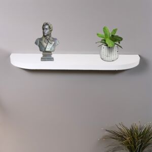 رف جداري خشب نصف بيضاوي 100 سم - أبيض