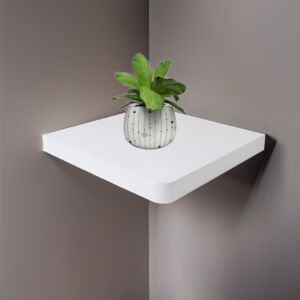 رف جداري خشب مربع 35 سم - أبيض