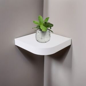 رف جداري خشب مقوس - أبيض