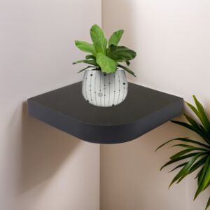 رف جداري خشب مقوس - أسود