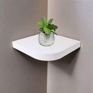 رف جداري خشب مقوس براين - أبيض