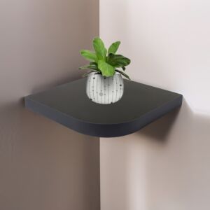 رف جداري خشب مقوس 35 سم - أسود