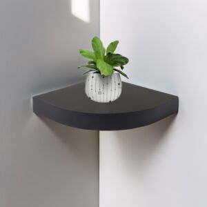 رف جداري خشب ربع دائرة - أسود