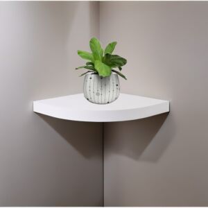 رف جداري خشب ربع دائرة 35 سم - أبيض