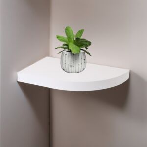 رف جداري خشب ربع بيضاوي - أبيض