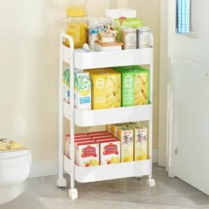 عربة تخزين تيرا حديد 3 دور بمقبضين  ابيض