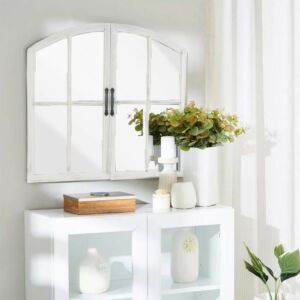 مرآة حائط شكل شباك درفتين شيمان  -  أبيض 