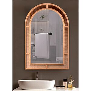 مرآة جدارية مخرمة بتصميم شباك - ذهبي