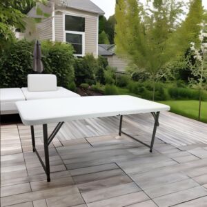 طاولة فايبر مستطيلة قابلة للطي 122x61 - أبيض وأسود