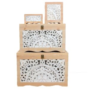 طقم صناديق خشب كلاودي - خشبي وابيض