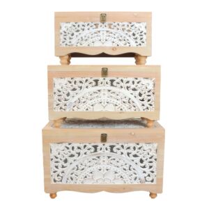 طقم صناديق خشب كريس - خشبي وابيض