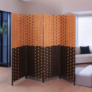 فاصل غرف بارتشن قابل للطي سيلكشن - بيج وبني غامق