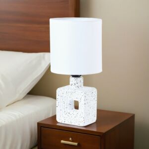 أبجورة طاولة موردن كهربائية سيراميك كارلوس - ابيض