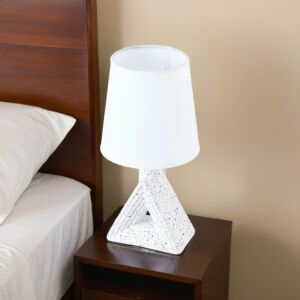 أبجورة طاولة موردن كهربائية سيراميك تراينغل - ابيض