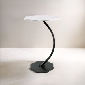 طاولة خدمة روزا - ابيض رخامي واسود