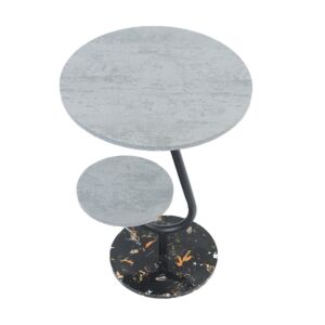 طاولة جانبية بقاعدة رخام لاريكا - رمادي وأسود رخامي